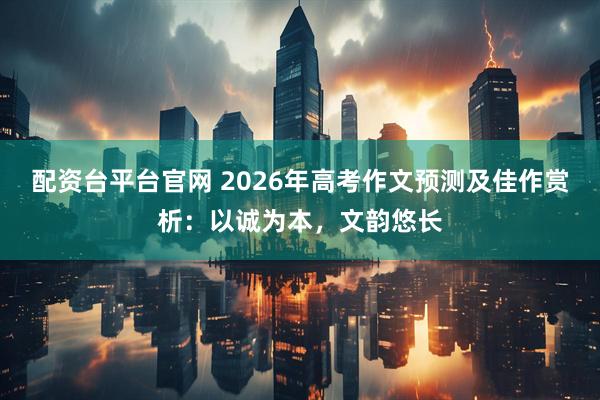 配资台平台官网 2026年高考作文预测及佳作赏析：以诚为本，文韵悠长